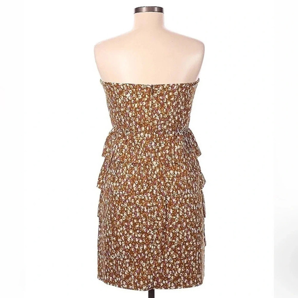 J. Crew | Brown Polkadot Tiered Ruffled Strapless Cocktail Dress Size 6 - Picture 2 of 4